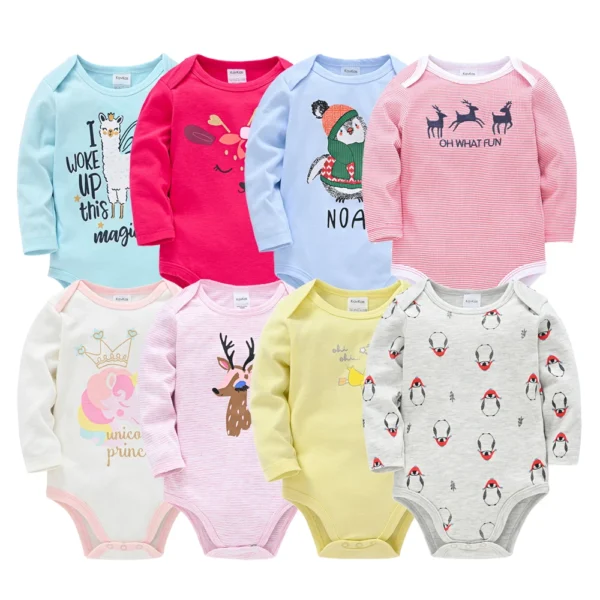 Kavkas Baby Boys Girls Bodysuit 6 PCS 3 PCS Long Sleeve 100% Cotton Baby Clothes 0-12 months Newborn body bebe Jumpsuit Clothing - Image 2