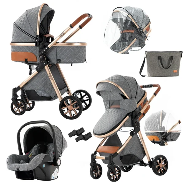 Baby stroller Baby pram Baby cars 3 in 1 stroller Lightweight strollers Newborn baby carriage 3 in 1 four wheel strollers pram - Image 5