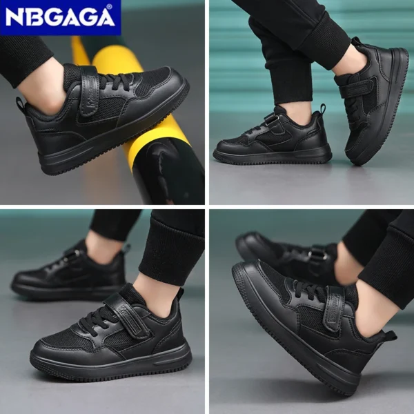 Children Sneaker Boys Casual Shoes Black Leather Flat Student Walking Shoes Non-slip Girl Lightweight Sports Tennis Footwear - Image 6