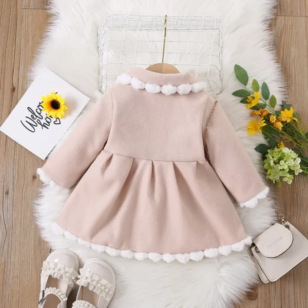 (Girls 0-3 years old) Winter Dresses New for Girls Delicate Button Coat Bow Long Sleeve Furry Nizi Coat Sweet Princess Fashion - Image 2