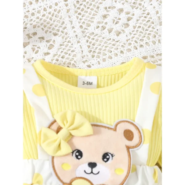 0-18 Months Newborn Baby Girl Cute Teddy Bear Long Sleeved Bodysuit Dress for Infant Girl Fashion Costumes Autumn One Piece - Image 2