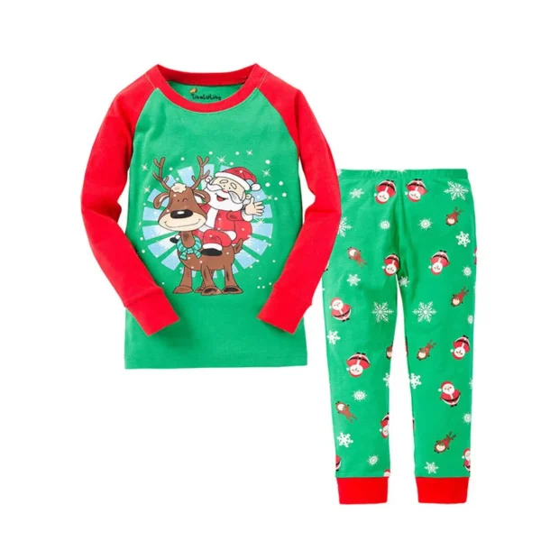 2-3 Years Kids Santa Pajamas Boys Christmas Loungewear Girls Clothes Green Red Pijamas Sets Cotton Toddler Pyjama Nightwear