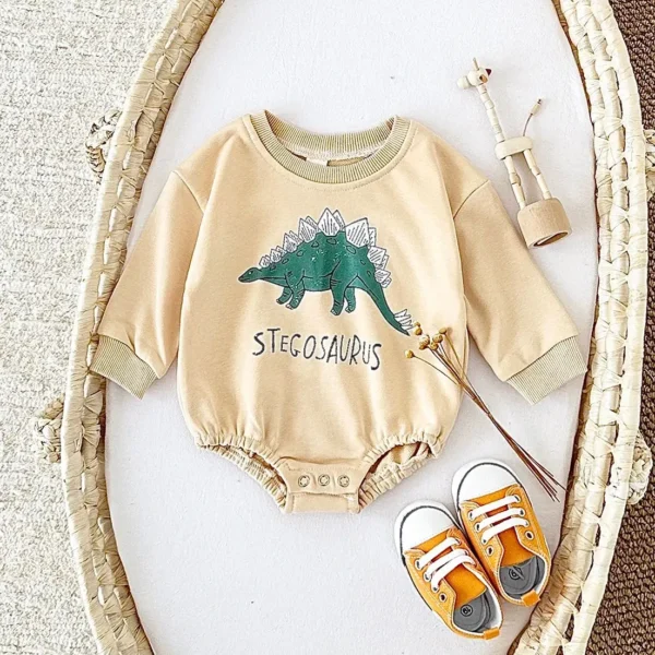 0-18M Baby Clothes Infant Bodysuits & One-pieces Cartoon Dinosaur Print Sweatshirt Romper Autumn Baby Boy Clothes Newborn Girl - Image 3