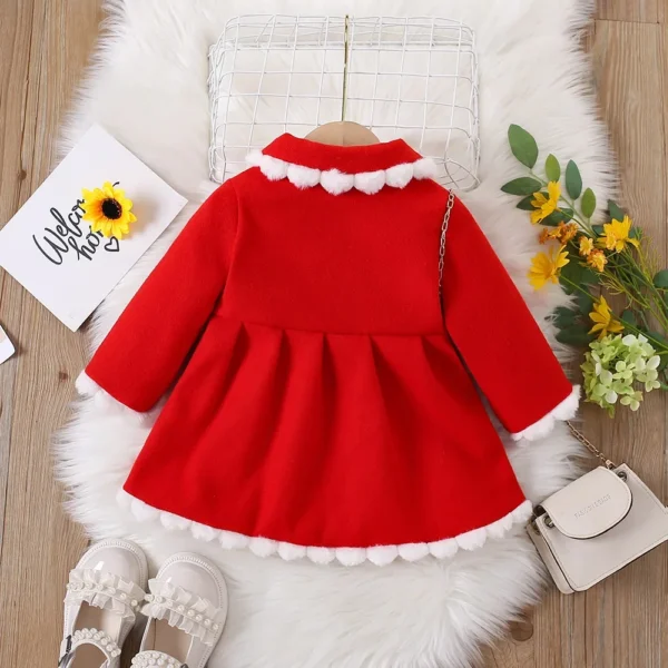 (Girls 0-3 years old) Winter Dresses New for Girls Delicate Button Coat Bow Long Sleeve Furry Nizi Coat Sweet Princess Fashion - Image 4