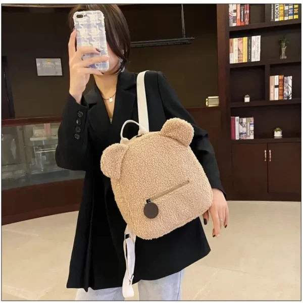 Useful Backpack Cute Bear Plush Solid Color Baby Bag Custom Name Casual Backpack for Toddler Kids - Image 5