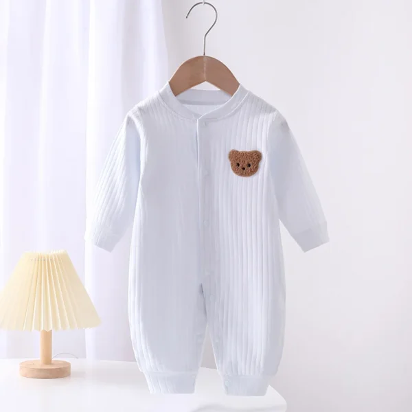 2024 Autumn Baby Romper Solid Color Bear Jumpsuit Cotton Spring Newborn One-Pieces Clothing for Boys Girls Infant Onesie 0-18M - Image 3