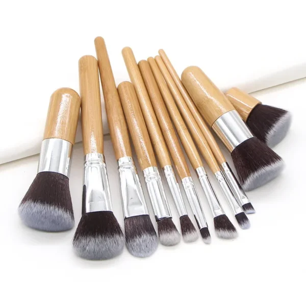 New 11Pcs Bamboo Handle Makeup Brush Set Loose Powder Blush Eyeshadow Brush Beauty Tool - Image 2