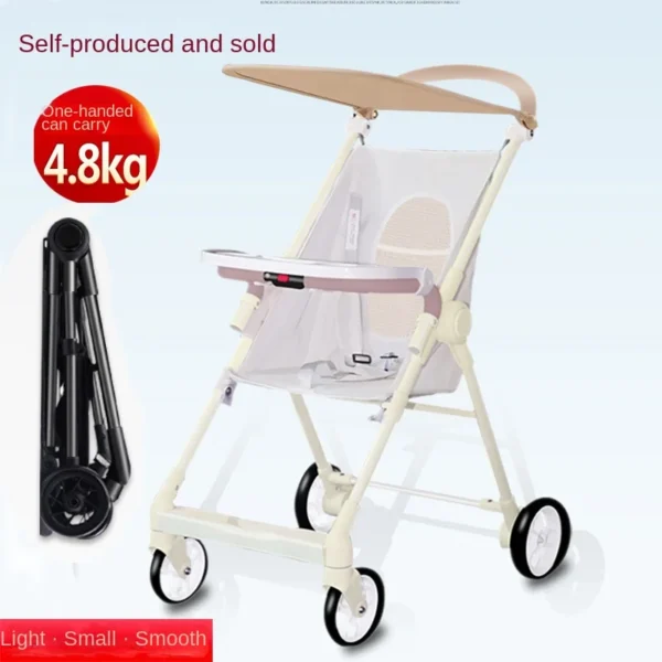 Children's Pocket Car 3-6 Years Old can Sit and Lie Down Lightweight Folding Stroller Dinner Plate Four-wheeled Baby Strollers - Image 4