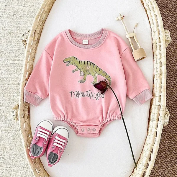 0-18M Baby Clothes Infant Bodysuits & One-pieces Cartoon Dinosaur Print Sweatshirt Romper Autumn Baby Boy Clothes Newborn Girl - Image 4